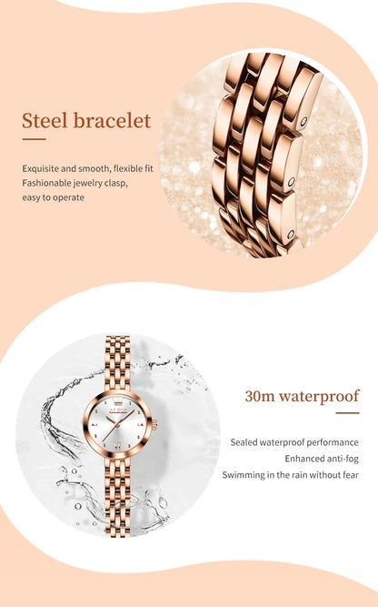 Elegant Waterproof Quartz Timepiece Luxury Gold Women's Watch