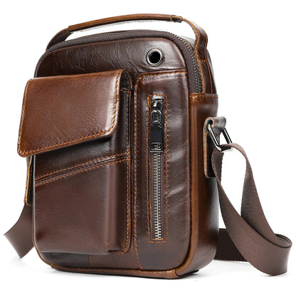 Large Capacity Crossbody Men's Casual Cow Leather Shoulder Bag