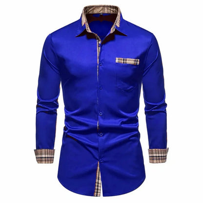 Men’s Office Slim Fit Button-Down Shirt with Pocket