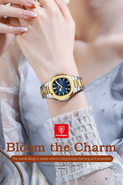 Stainless Steel Luxury Women’s Square Waterproof Watch