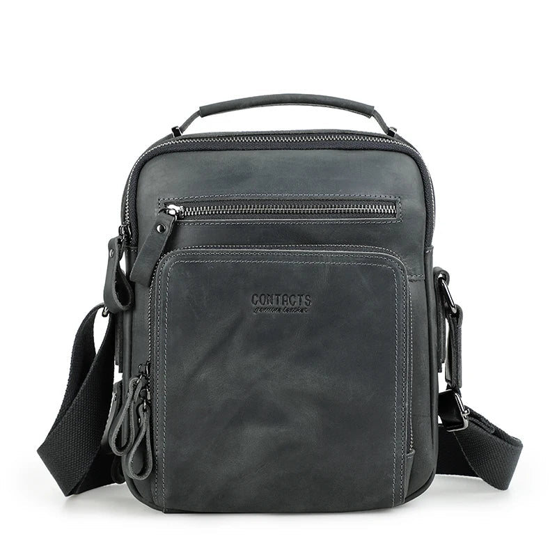 Vintage Crazy Horse Leather Men's Crossbody Messenger Shoulder Bag