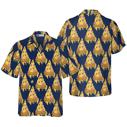 3D Pizza Print Hawaiian Unisex Beach Party Short Sleeve Shirt