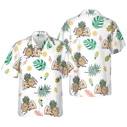3D Pizza Print Hawaiian Unisex Beach Party Short Sleeve Shirt