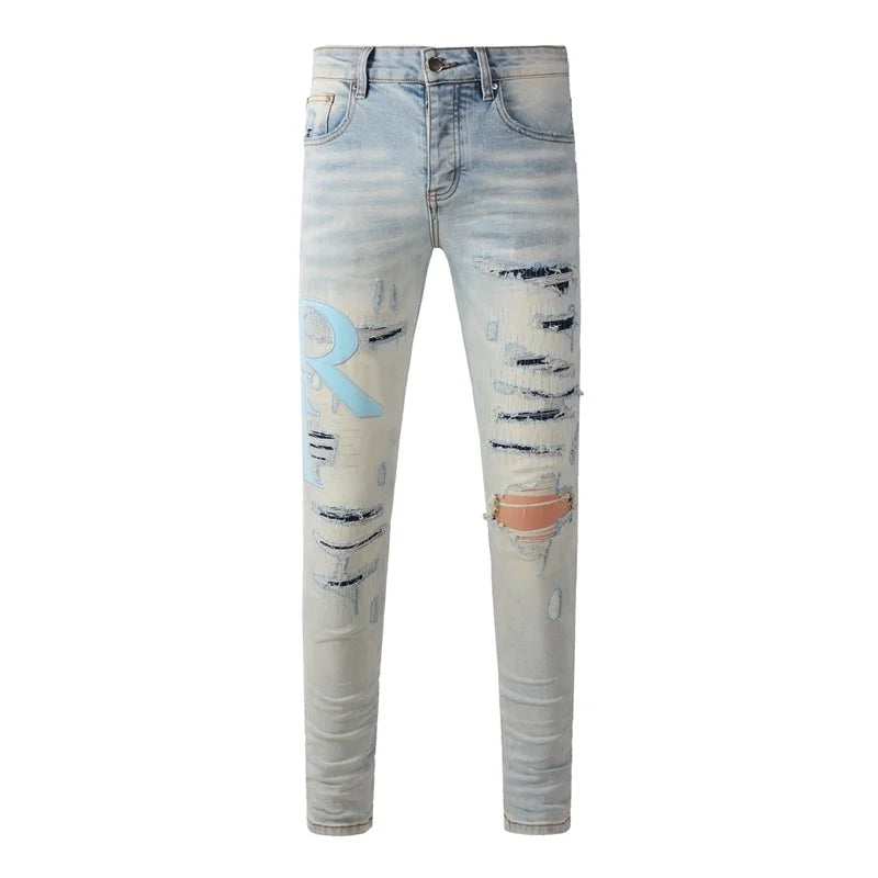 Low-Rise Trendy Skinny Streetwear Jeans for Men
