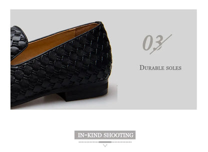 Men's Woven Leather Casual Tassel Loafers