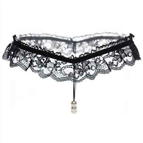 Elegant Embroidered Lace Low-Rise G-String Panties for Women