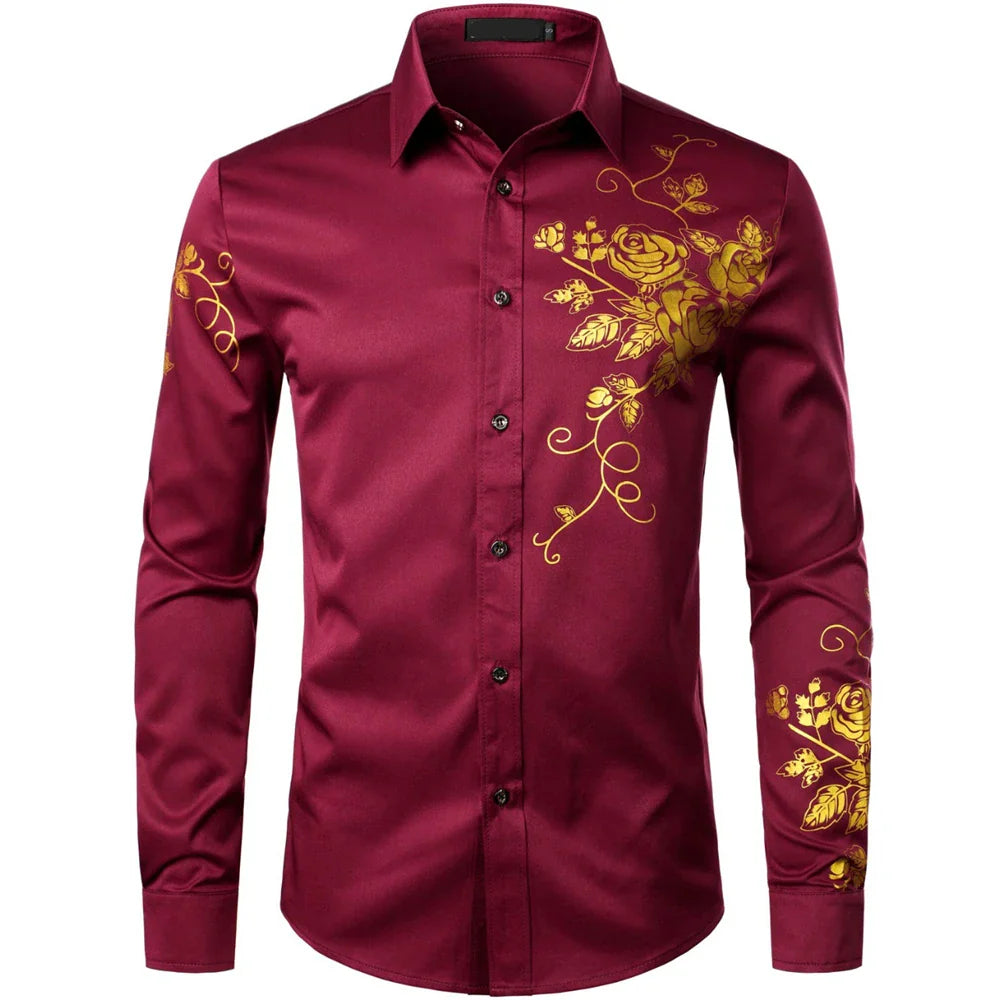 Trendy Casual Men’s Oversized Printed Long Sleeve Shirt