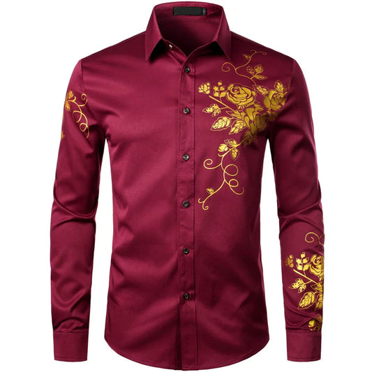 Trendy Casual Men’s Oversized Printed Long Sleeve Shirt