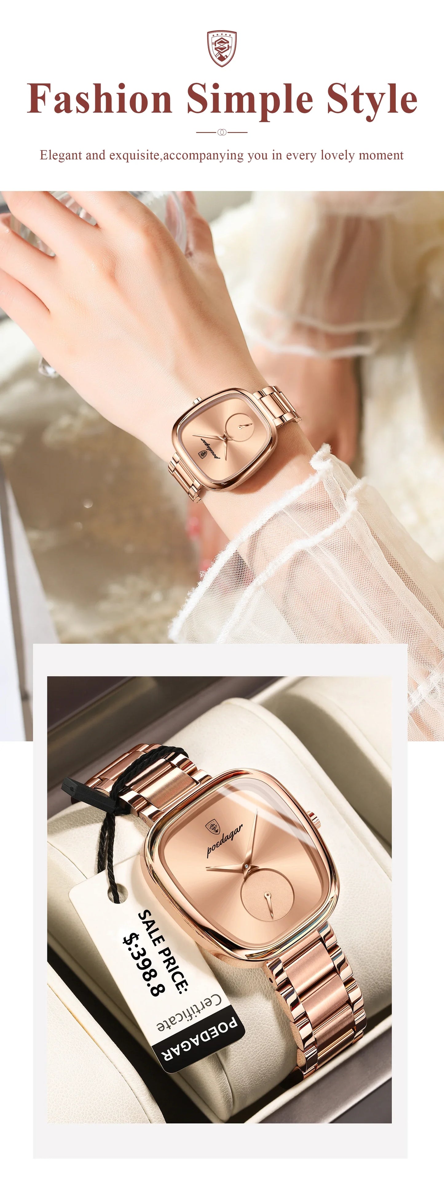 Waterproof Stainless Steel Elegant Luxury Women's Quartz Watch