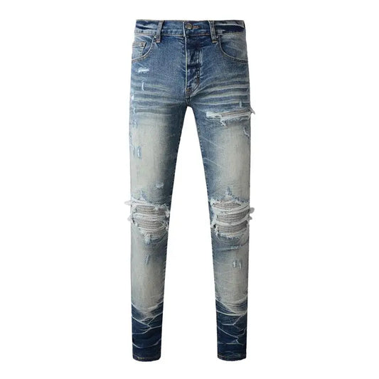 Trendy Slim-Fit Streetwear Retro Low Rise Skinny Jeans for Men