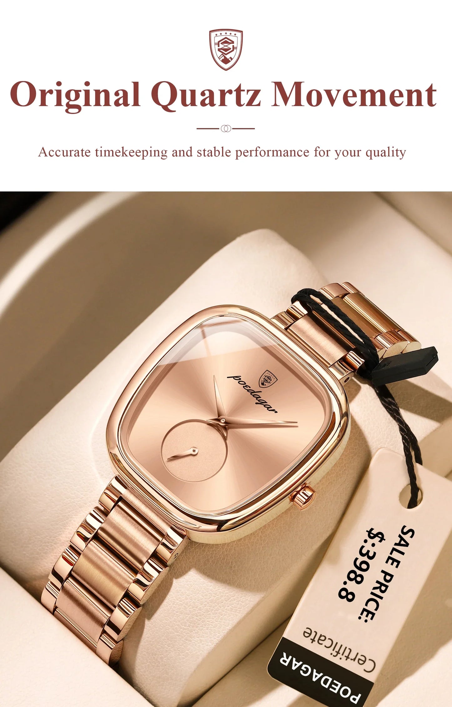 Waterproof Stainless Steel Elegant Luxury Women's Quartz Watch