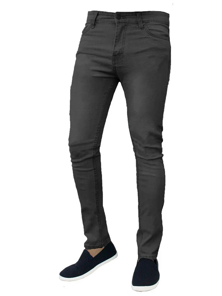 Classic Slim Fit Stretch Jeans for Men - Light Blue Denim Pants
