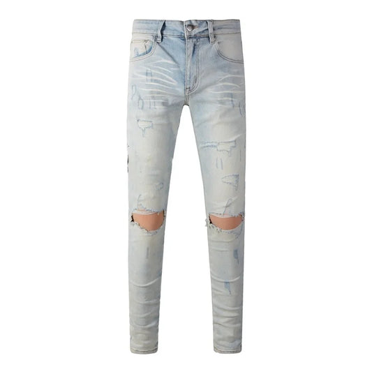 Slim Fit Denim Low-Rise Skinny Streetwear Jeans for Men