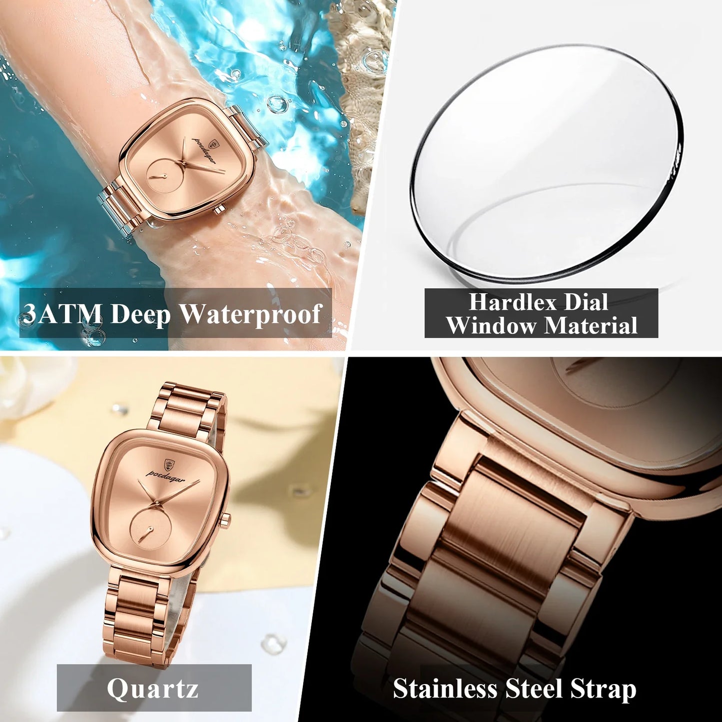 Waterproof Stainless Steel Elegant Luxury Women's Quartz Watch