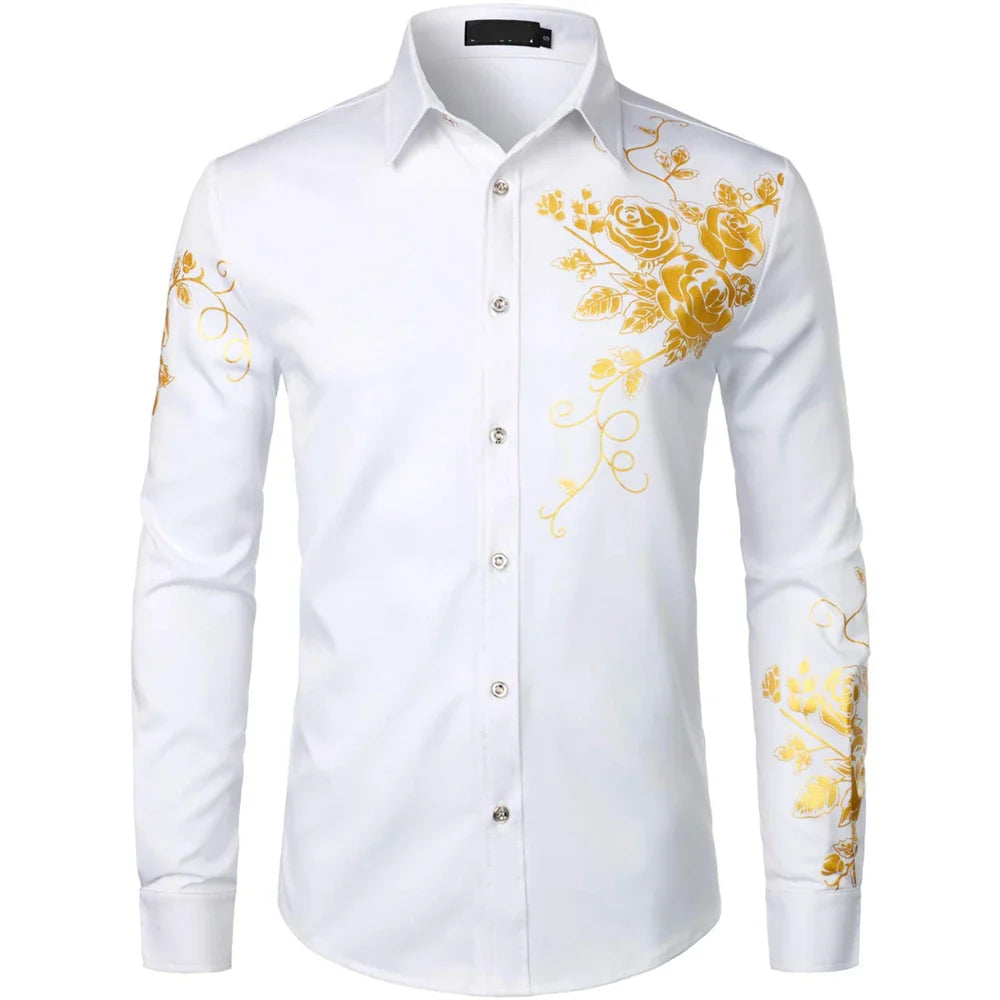 Trendy Fashion Elegant Men’s Oversized Printed Long Sleeve Shirt