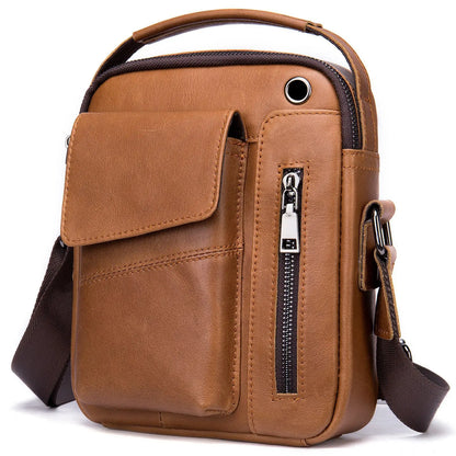 Large Capacity Crossbody Men's Casual Cow Leather Shoulder Bag