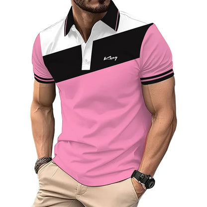 Summer Casual Short Sleeve Top Men’s 3D Print Polo Shirt