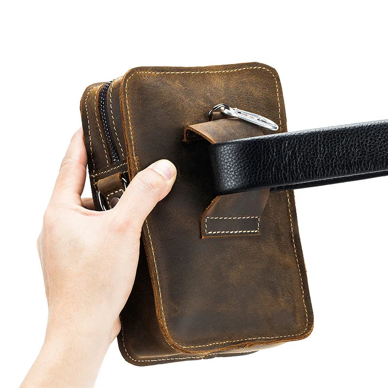 Men's Genuine Leather Crossbody Multi-Functional Belt & Waist Bag