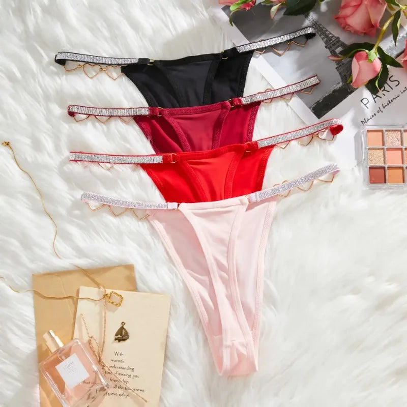 Women’s Low Rise Heart G-String Thong Cotton T-Back Panties