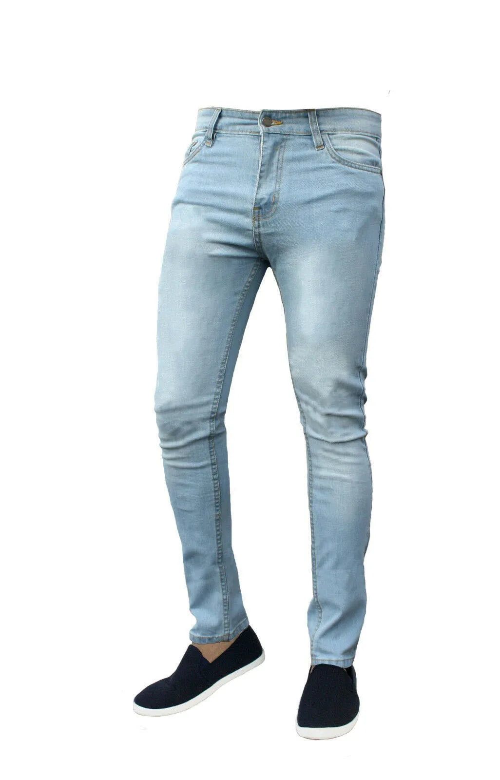 Classic Slim Fit Stretch Jeans for Men - Light Blue Denim Pants