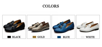 Men's Woven Leather Casual Tassel Loafers
