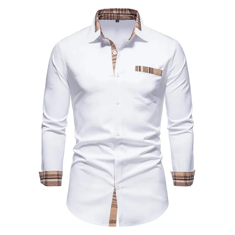 Men’s Office Slim Fit Button-Down Shirt with Pocket
