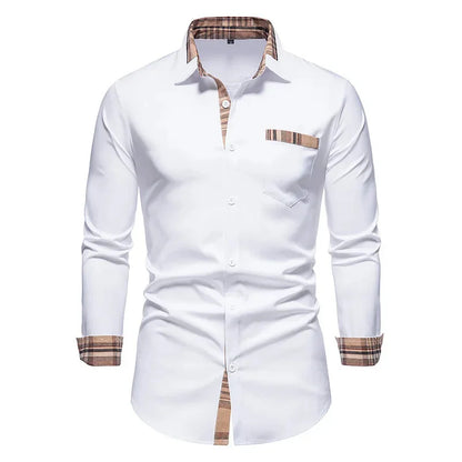 Men’s Office Slim Fit Button-Down Shirt with Pocket