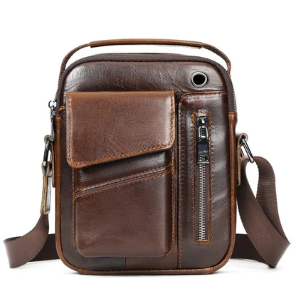 Large Capacity Crossbody Men's Casual Cow Leather Shoulder Bag