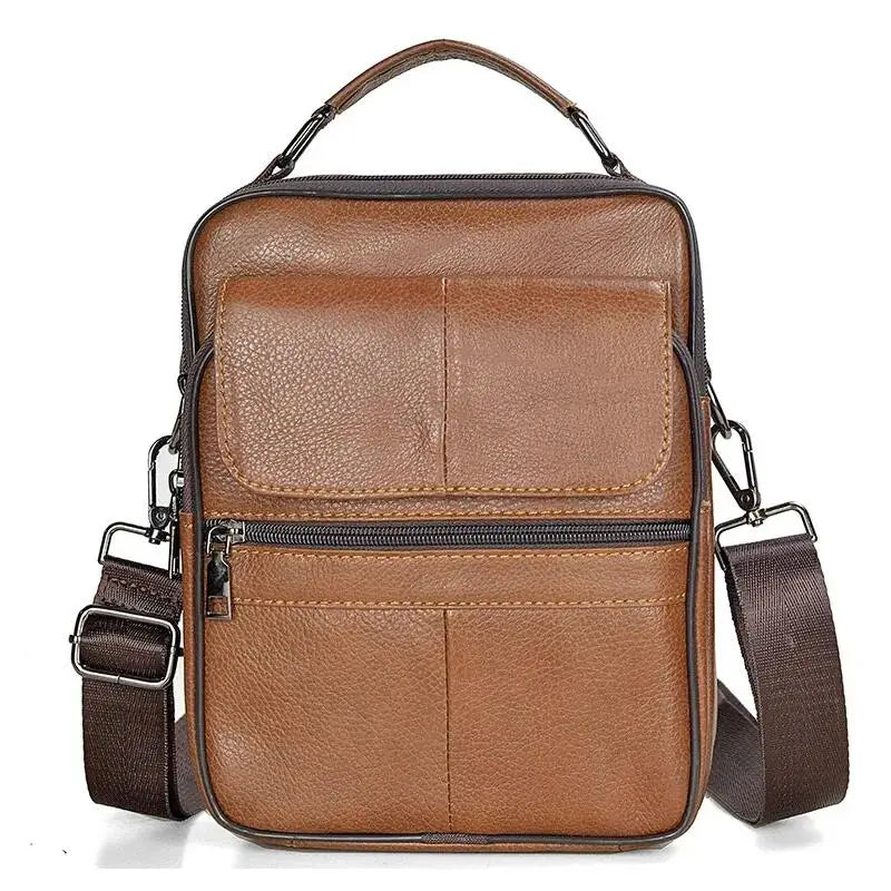 Men's Genuine Cowhide Leather Medium Messenger Bag for  Business Tote