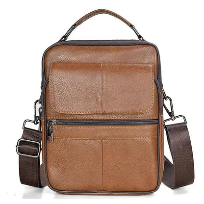 Men's Genuine Cowhide Leather Medium Messenger Bag for  Business Tote