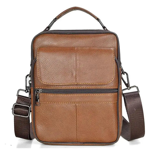 Men's Genuine Cowhide Leather Medium Messenger Bag for  Business Tote
