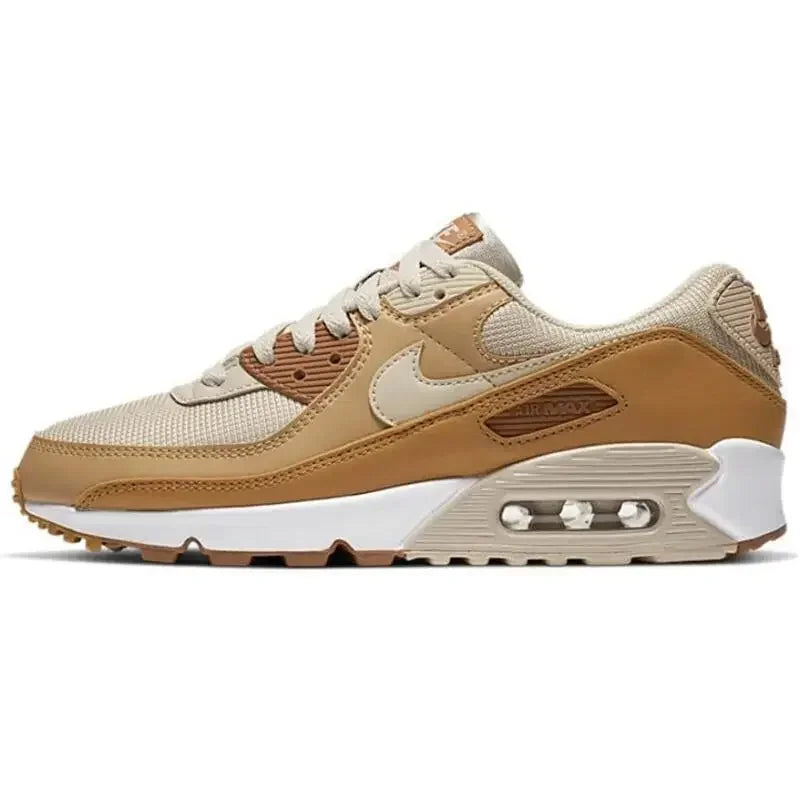Nike Air Max 90 Retro Comfortable Sports Style Wear Resistant Low Cut Casual Running Shoes for Men and Women, Brown