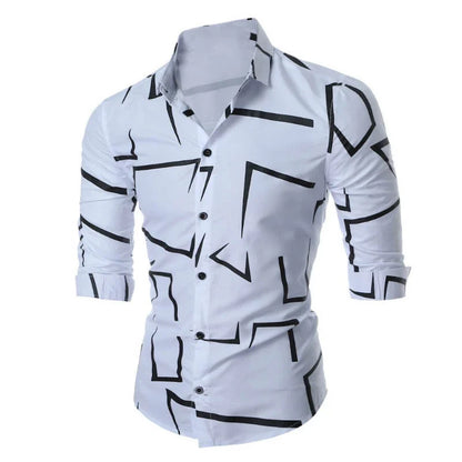 Urban Men’s Fashion Trendy Striped Long Sleeve Shirt