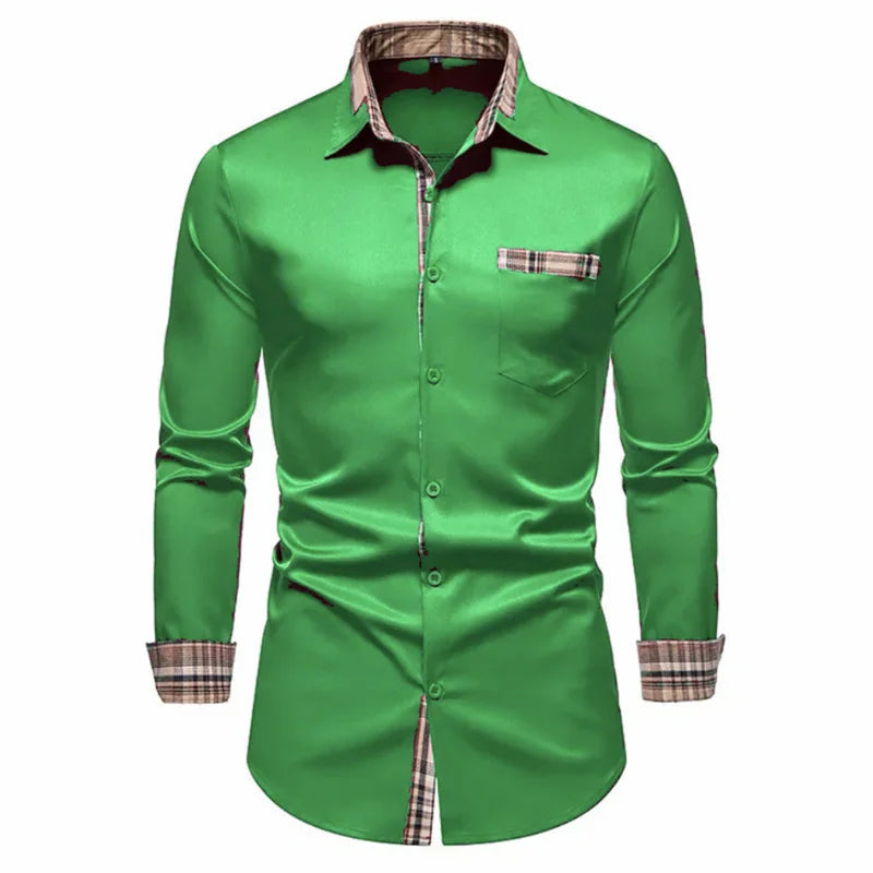 Men’s Office Slim Fit Button-Down Shirt with Pocket