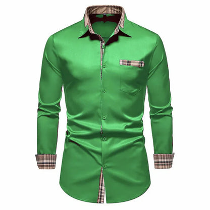 Men’s Office Slim Fit Button-Down Shirt with Pocket