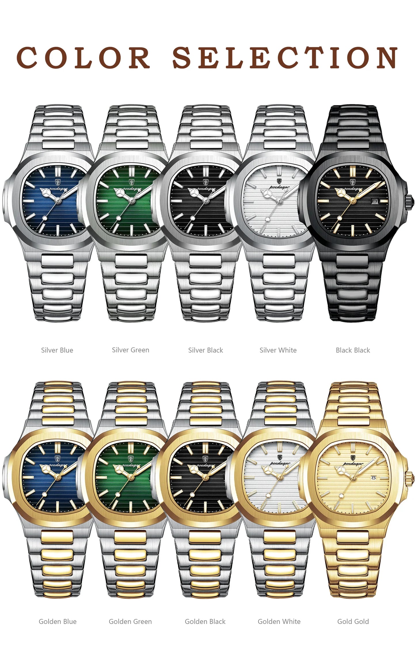 Stainless Steel Luxury Women’s Square Waterproof Watch
