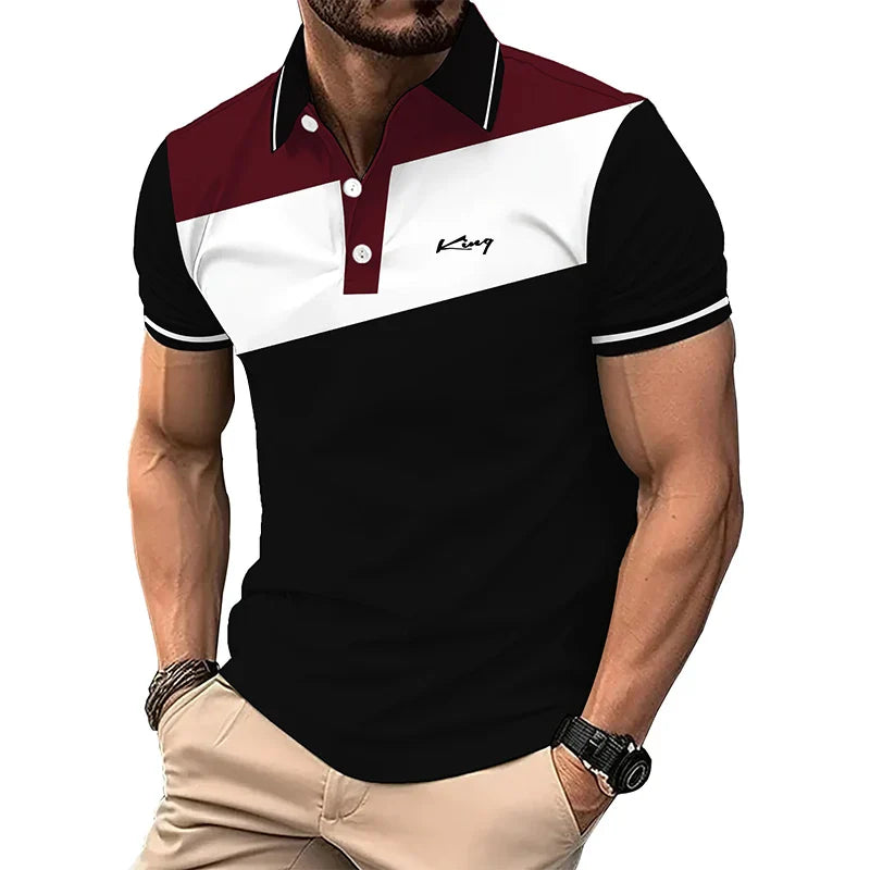 Summer Casual Short Sleeve Top Men’s 3D Print Polo Shirt