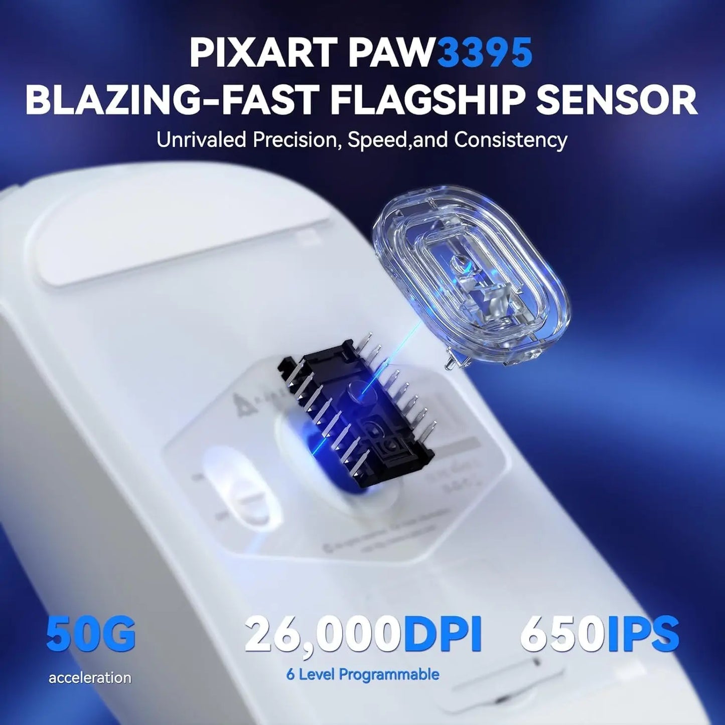 A.JAZZ AJ139 G Pro 4K Wireless Gaming Mouse Ultra-Lightweight 59g with Dual Mode-Wired/2.4Ghz Receiver up to 26K DPI,Ergonomic