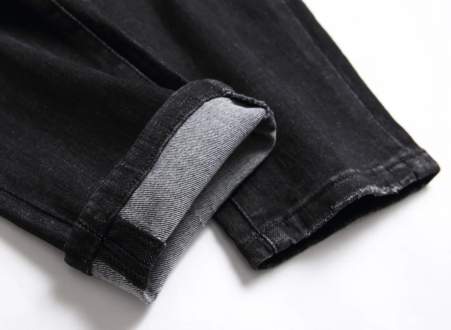 Zipper Splice & Pockets Men's High Waist Straight Denim Jeans