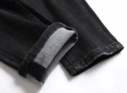 Zipper Splice & Pockets Men's High Waist Straight Denim Jeans