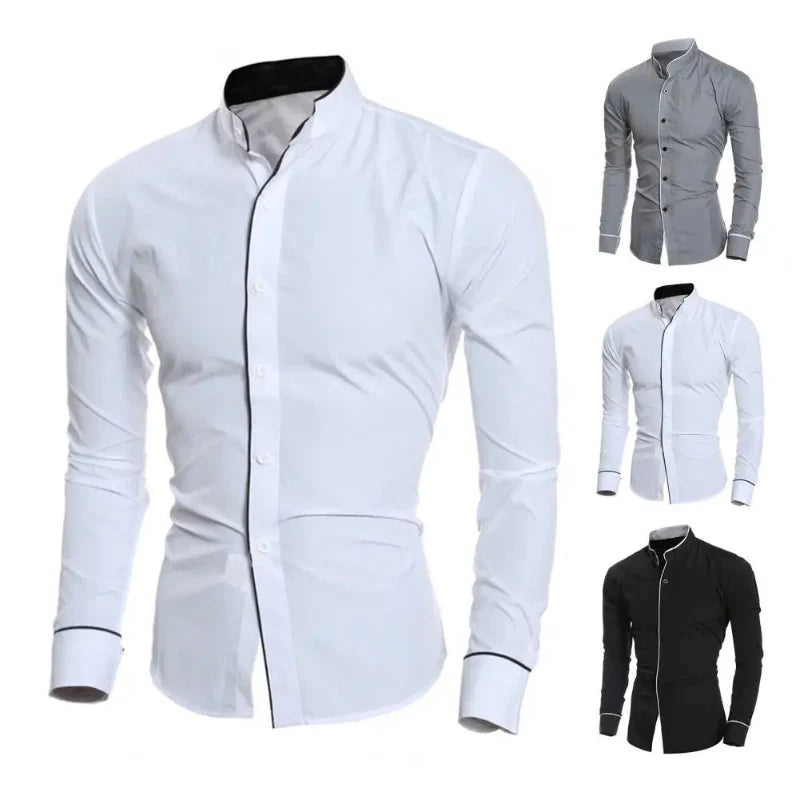 Stylish Autumn Meeting Wear Formal Contrast Color Men’s Shirt