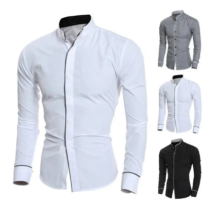 Stylish Autumn Meeting Wear Formal Contrast Color Men’s Shirt