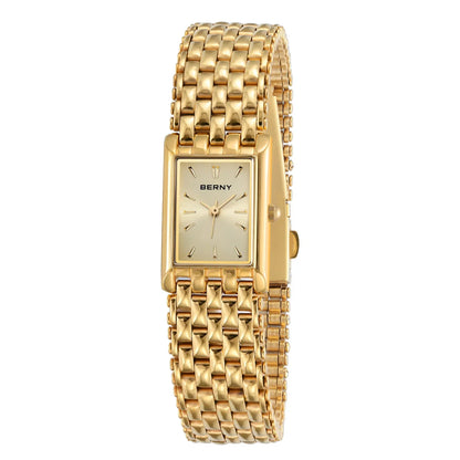 Luxury Stainless Steel BERNY Women’s Gold Square Quartz Watch