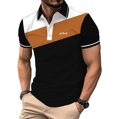 Summer Casual Short Sleeve Top Men’s 3D Print Polo Shirt