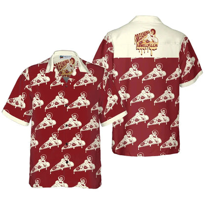 3D Pizza Print Hawaiian Unisex Beach Party Short Sleeve Shirt