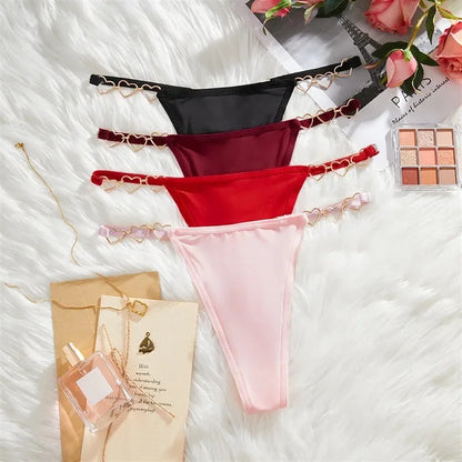 Women’s Low Rise Heart G-String Thong Cotton T-Back Panties