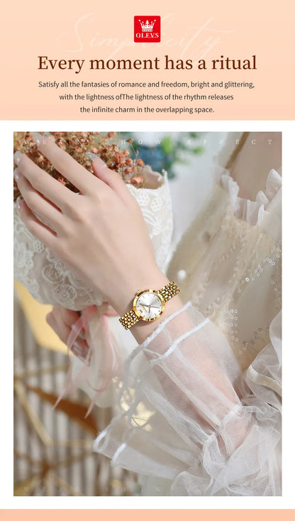 Elegant Waterproof Quartz Timepiece Luxury Gold Women's Watch