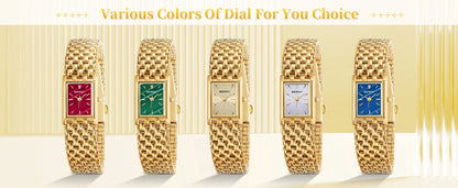 Luxury Stainless Steel BERNY Women’s Gold Square Quartz Watch