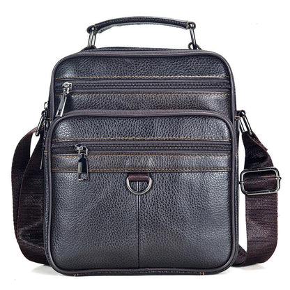 Men's Genuine Cowhide Leather Messenger Bag for Business & iPad Tote