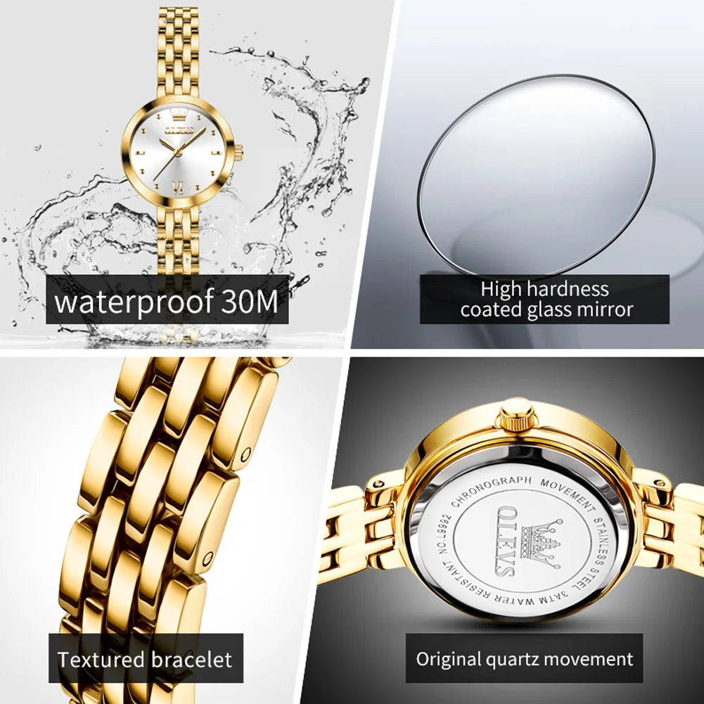 Elegant Waterproof Quartz Timepiece Luxury Gold Women's Watch